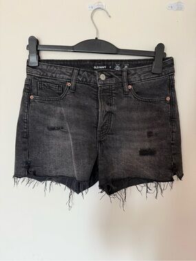 Old Navy Black Distressed Frayed Hem Denim Shorts